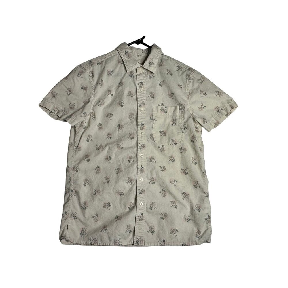 American Eagle AE Shirt Mens Small Short Sleeve Hawaiian Palm Sunset